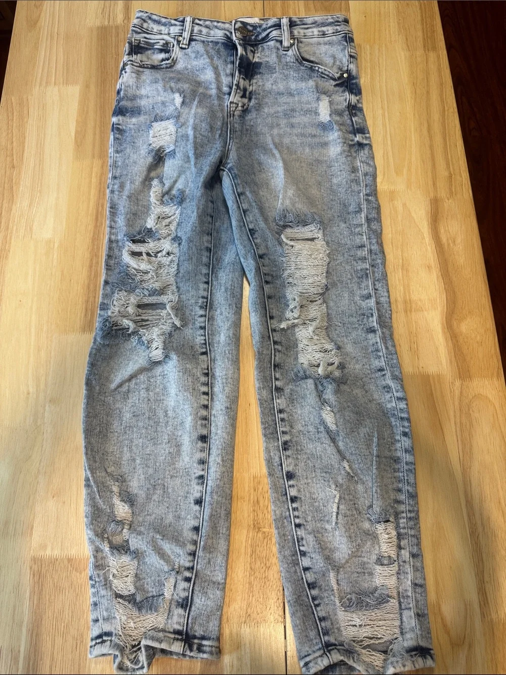 Risen Los Angeles Light Wash Distressed Straight Leg Jeans